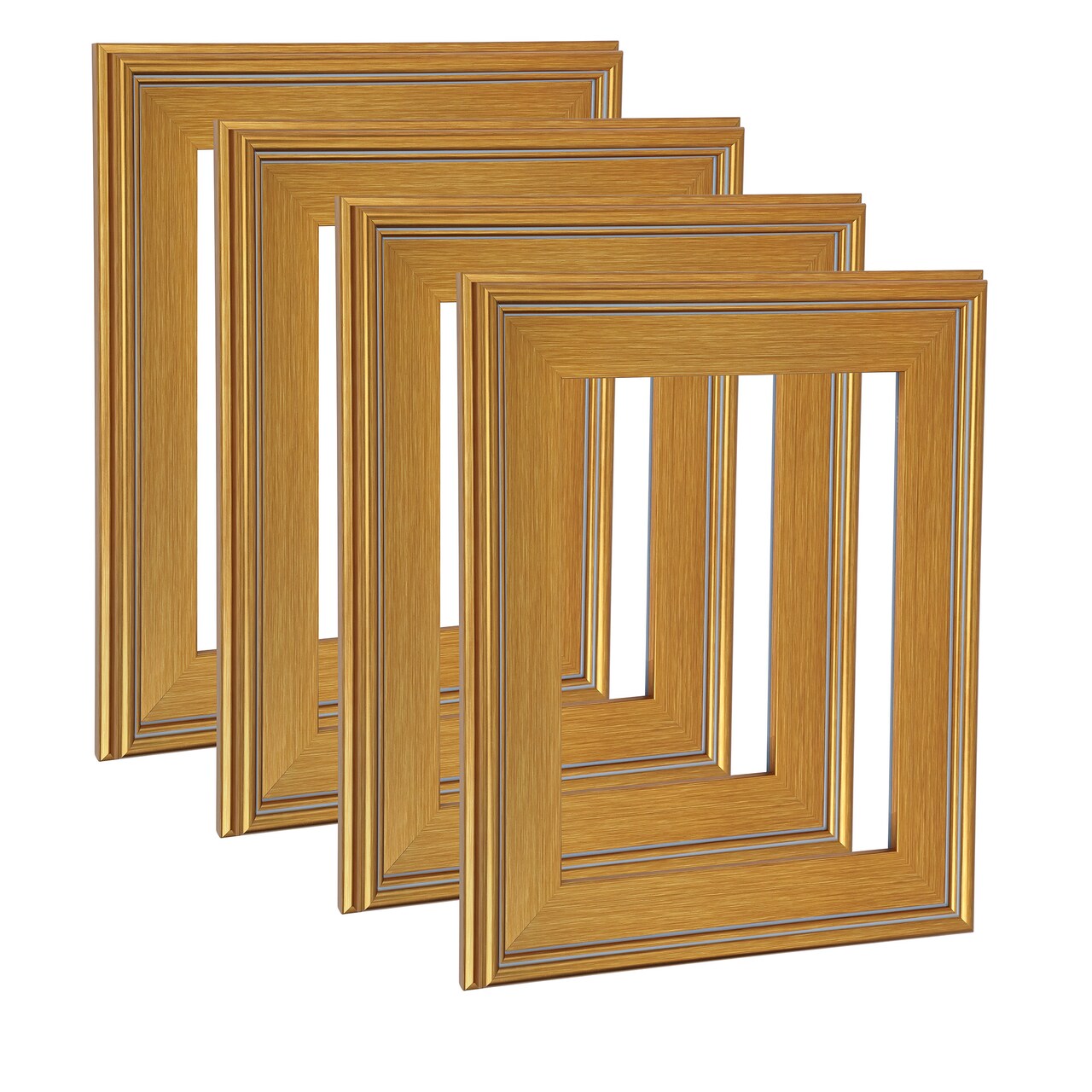 Cardinali Plein Aire Gold 6x8" Open Back Frames for Canvas Art - Box of 4, 3" Wide Moulding with Raised Edge - No Glass or Backing - 1/2" Rabbet Depth- Timeless Picture Frame for Canvas - Made in USA